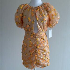 For Love And Lemons Sequined Floral Mini Dress